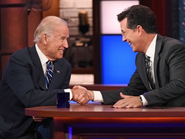 Vice President Joe Biden and 'Late Show' host Stephen Colbert