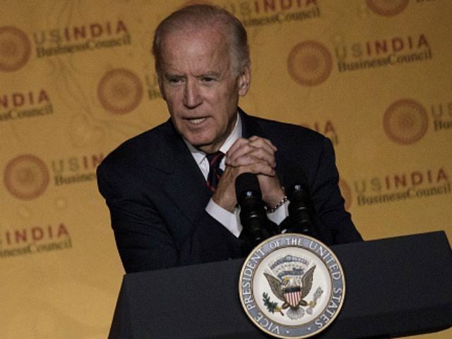 Vice President Joe R. Biden speaks during a reception for the US-India Strategic and Comme