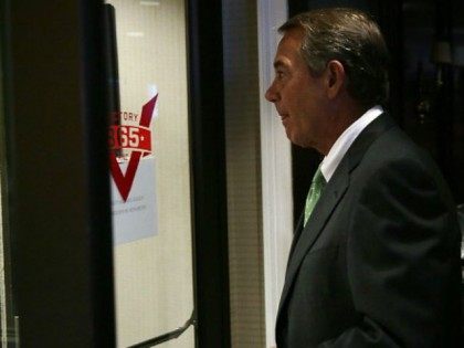 U.S. Speaker of the House Rep. John Boehner (R-OH) leaves after a media availability at the Republican National Committee September 17, 2015 on Capitol Hill in Washington, DC. House Republicans held a conference meeting to discuss Republican agenda prior to the media availability.