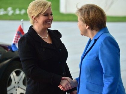 Croatia President With Merkel