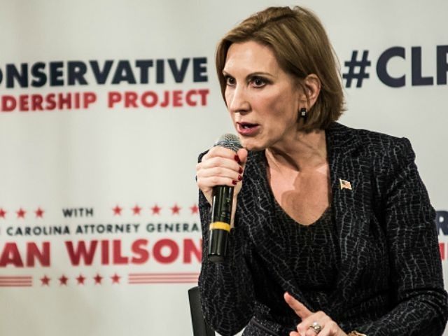 Republican presidential candidate Carly Fiorina speaks to voters during a town hall meetin
