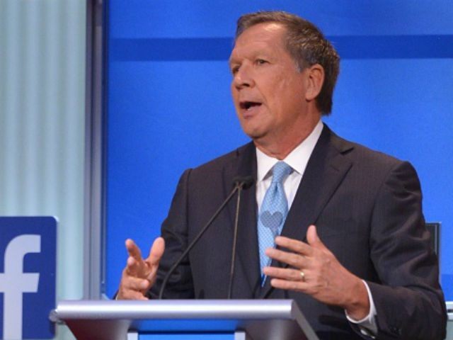 Ohio Governor John Kasich speaks during the Republican presidential primary debate on August 6, 2015 at the Quicken Loans Arena in Cleveland, Ohio. AFP PHOTO / MANDEL NGAN (Photo credit should read
