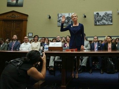 Cecile Richards, president of Planned Parenthood Federation of America Inc. is sworn in du