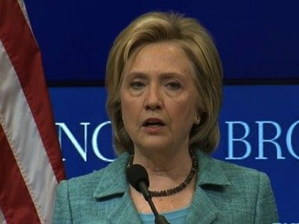 Democratic presidential candidate Hillary Rodham Clinton speaks at the Brookings Instituti