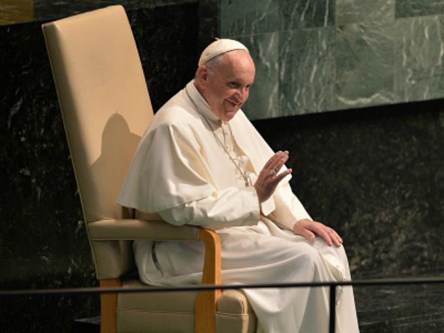 Pope Francis waits to deliver a speech to the 70th session of the United Nations General A