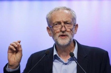 The new leader of Britain's opposition Labour Party Jeremy Corbyn addresses the Trade Unio