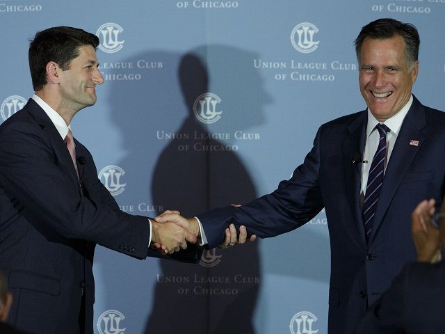 Mitt Romney Interviews Former Running Mate Paul Ryan In Chicago