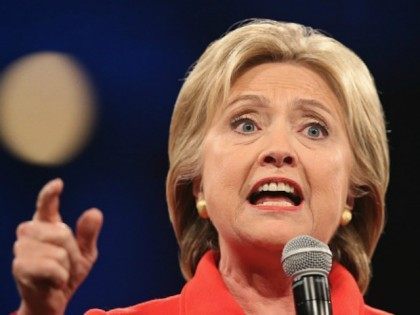 Democratic presidential candidate Hillary Clinton speaks to guests at the Jefferson-Jackso