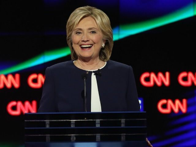 : Democratic presidential candidate Hillary Clinton takes part in a presidential debate sponsored by CNN and Facebook at Wynn Las Vegas on October 13, 2015 in Las Vegas, Nevada. Five Democratic presidential candidates are participating in the party's first presidential debate. (Photo by