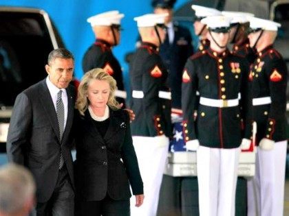 Hillary and Obama Andrews Air Force Base Benghazi Coffin Jason Reed, Reuters