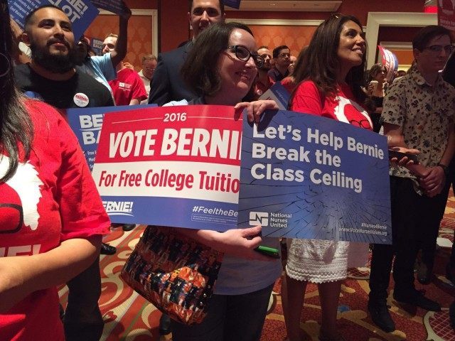 Bernie Sanders 'Break the Class Ceiling' (Joel Pollak / Breitbart News)