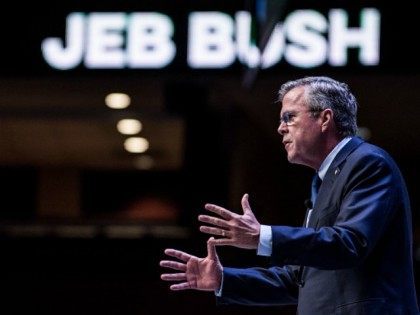 Former Florida Governor and republican presidential candidate Jeb Bush speaks to voters at the Heritage Action Presidential Candidate Forum September 18, 2015 in Greenville, South Carolina. Eleven republican candidates each had twenty five minutes to talk to voters Friday at the Bons Secours Wellness arena in the upstate of South …