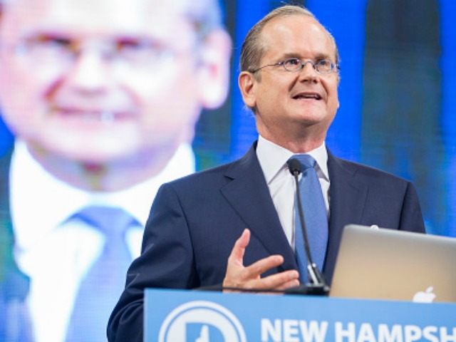 emocratic presidential candidate Lawrence Lessig speaks on stage at the New Hampshire Democratic Party State Convention on September 19, 2015 in Manchester, New Hampshire. Five Democratic presidential candidates are all expected to address the crowd inside the Verizon Wireless Arena. (Photo by