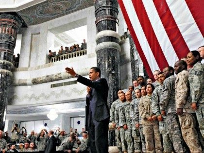 Obama and Troops Baghdad 2009 Charles DharapakAP