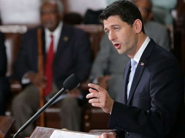 Paul Ryan (R-WI) speaks to the U.S. House of Representatives after being elected as the Sp