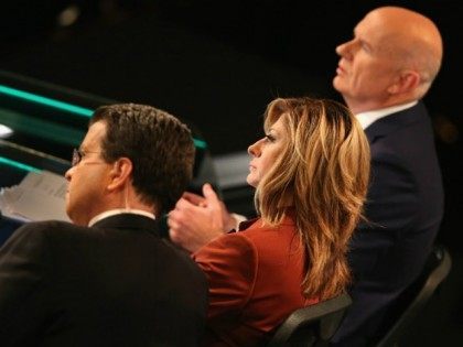 Moderator Maria Bartiromo looks on during the Republican Presidential Debate sponsored by