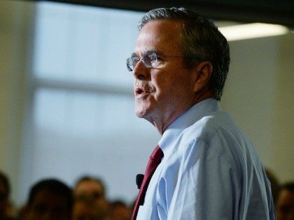 Republican Presidential candidate Jeb Bush speaks at Dynamic Network Services Incorporated
