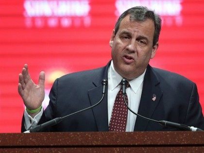 Republican presidential candidate New Jersey Governor Chris Christie speaks during the Sun