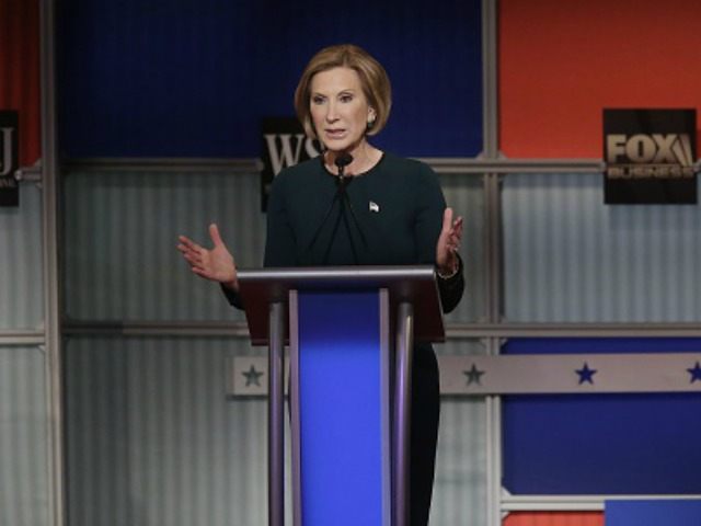 Republican presidential candidate Carly Fiorina speaks during the Republican Presidential
