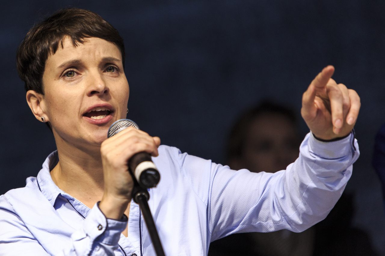 Frauke Petry, AfD Chair, speaks to supporters (Carsten Koall/Getty Images)
