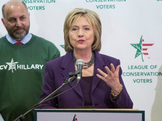 Democratic presidential candidate Hillary Clinton speaks at the Evinronmentalists for Hill