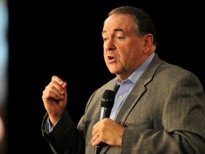 Republican presidential candidate Mike Huckabee speaks at the Growth and Opportunity Party, at the Iowa State Fair October 31, 2015 in Des Moines, Iowa. With just 93 days before the Iowa caucuses Republican hopefuls are trying to shore up support amongst the party. (Photo by )