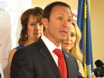 Republican candidate for attorney general, Jeff Landry, speaks about the state GOP's