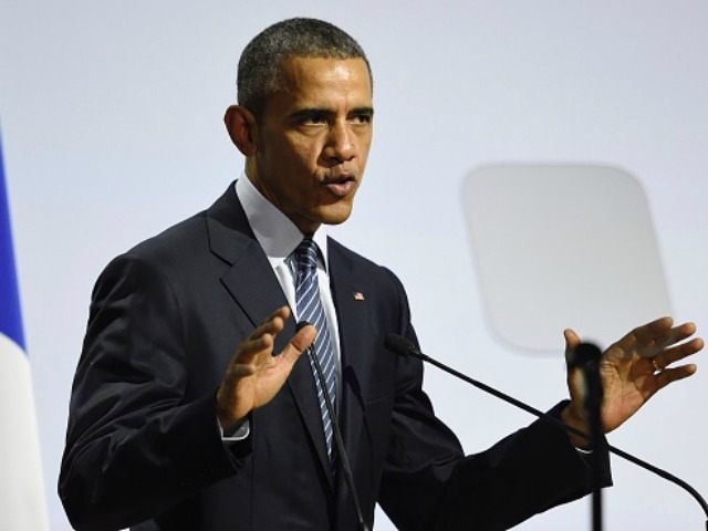 President Barack Obama delivers a speech during the plenary session at the COP 21 United N