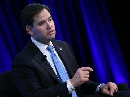Republican Presidential candidate Sen. Marco Rubio (R-FL), speaks at the Wall Street Journal CEO Council meeting at the Four Seasons Hotel, November 16, 2015 in Washington, DC. Sen. Rubio participated in a discussion on The Next Agenda for the American Presidency. (Photo by)