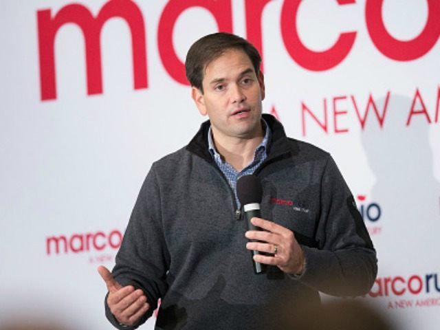 : Republican presidential candidate Sen. Marco Rubio (R-FL) speaks to guests during a town