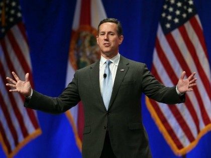 Republican presidential candidate former U.S. Sen. Rick Santorum (R-PA) speaks during the