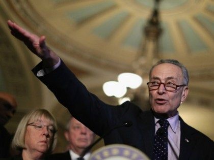 Sen. Charles Schumer (D-NY) talks to reporters following the weekly Senate Democratic poli