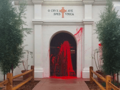 Santa Cruz Mission vandalized (Bianca Beltrán / KSBW 8 / Facebook)