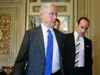 Sen. Jeff Sessions (R-AL) arrives for a briefing with U.S. Secretary of State John Kerry a