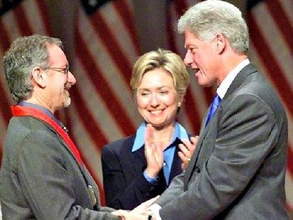 Spielberg, Hillary and Bill Clinton AFP