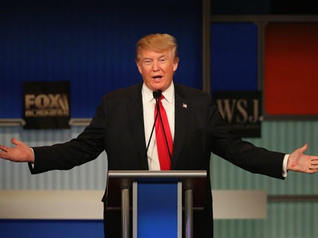 Presidential candidate Donald Trump speaks during the Republican Presidential Debate spons