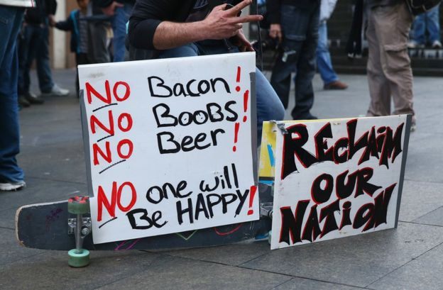 A sign at the reclaim Australia demonstration in Sydney (Getty Images)