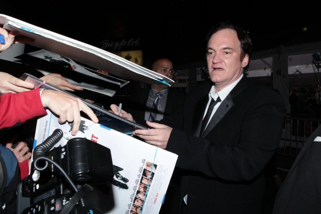 Tarantino arrives at the NYC premiere of “The Hateful Eight,” December 14, 2015. Photo: Diego Corredor/ MediaPunch/IPX/AP
