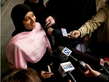 Saba Ahmed, a friend of the family of Mohamed Osman Mohamud, speaks to the media after Mohamed Osman Mohamud appeared in court on November 29, 2010 in Portland, Oregon. Mohamud, a Somali-born teenager, was arrested and charged with attempted use of a weapon of mass destruction when he allegedly attempted …