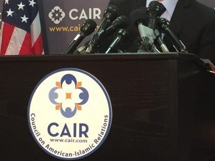 CAIR microphone (Jessica Gresko / Associated Press)