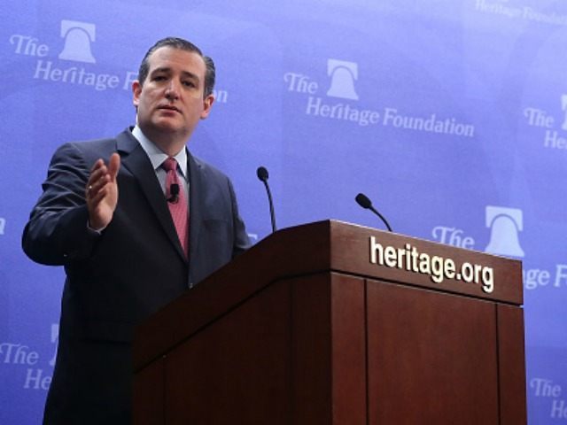 Republican presidential candidate Sen. Ted Cruz (R-TX) speaks at the Heritage Foundation D