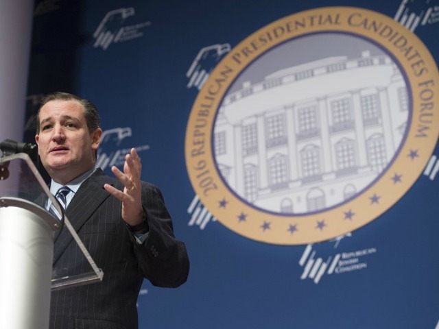 Ted Cruz of Texas speaks during the Republican Jewish Coalition Presidential Forum in Wash