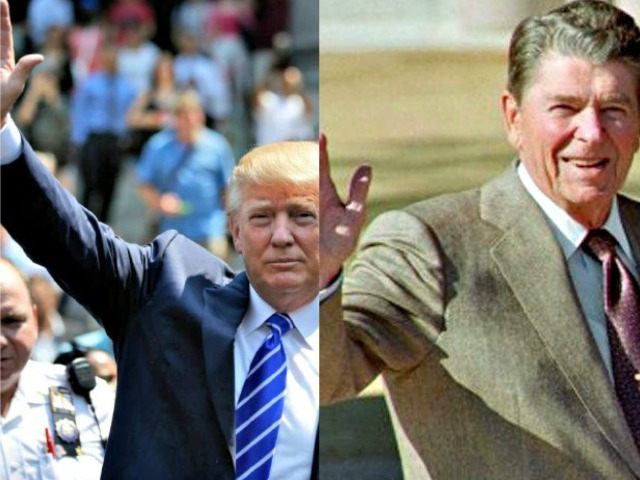 Donald Trump and Ronald Reagan Wave AP Photos
