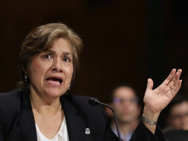 U.S. Immigration and Customs Enforcement Director Sarah Saldana testifies before the Senate Judiciary Committee in 2015.