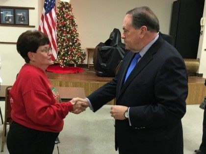 GOP presidential candidate former Arkansas Gov. Mike Huckabee meets voters in WOODBRIDGE,