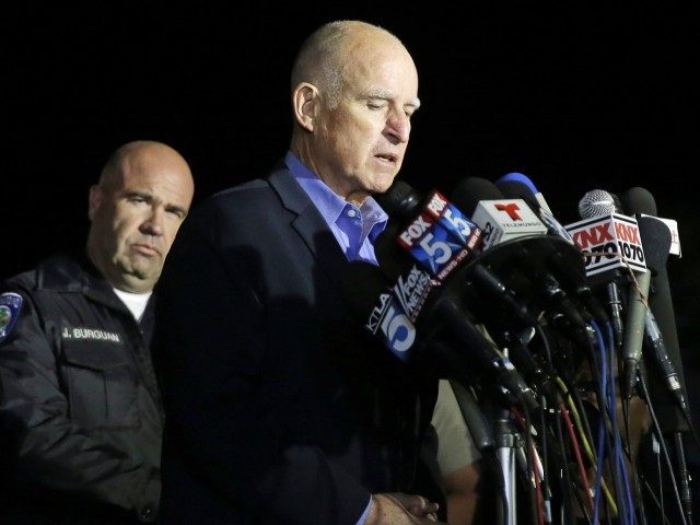 Jerry Brown at San Bernardino (Chris Carlson / Associated Press)