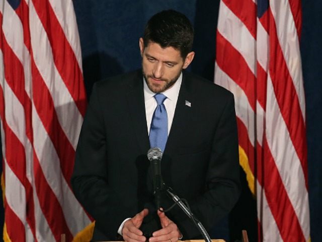 House Speaker Paul Ryan (R-WI) delivers a speech at the Library of Congress, December 3, 2