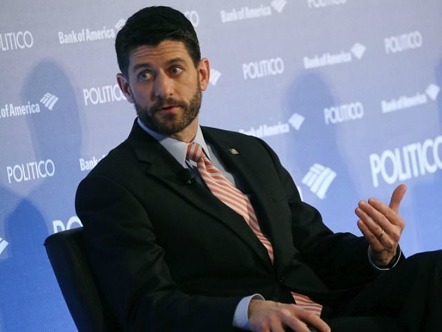 Speaker of the House Paul Ryan, (R-WI) speaks during a Politico interview at the Grand Hya