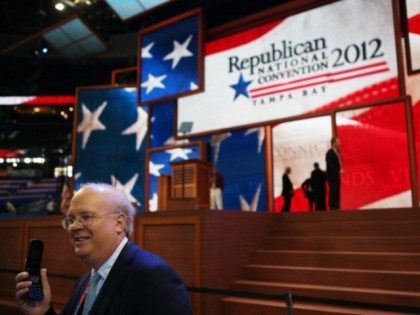 Karl Rove, former Deputy Chief of Staff and Senior Policy Advisor to U.S. President George W. Bush, walks on the floor before the start of the second day of the Republican National Convention at the Tampa Bay Times Forum on August 28, 2012 in Tampa, Florida. Today is the first …