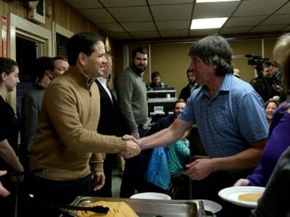 Republican Presidential candidate Marco Rubio attends a pancake breakfast at the Franklin